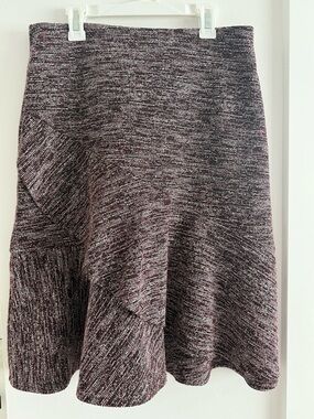 LOFT Black and Pink Marled Ruffle Skirt